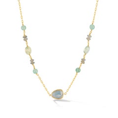 Labradorite, Prehnite & Agate Array Necklace In Gold Vermeil