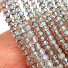 Labradorite Raw Diamond Silver Gold Plate Multi-Strand Beaded Hand Made Necklace