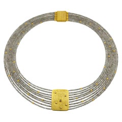 Labradorite Raw Diamond Silver Gold Plate Multi-Strand Beaded Hand Made Necklace