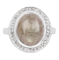 Labradorite Ring With White Topaz 5.4 Carats Sterling Silver