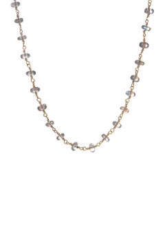 Labradorite Rondelle Bead Wire-Wrap Gold Necklace