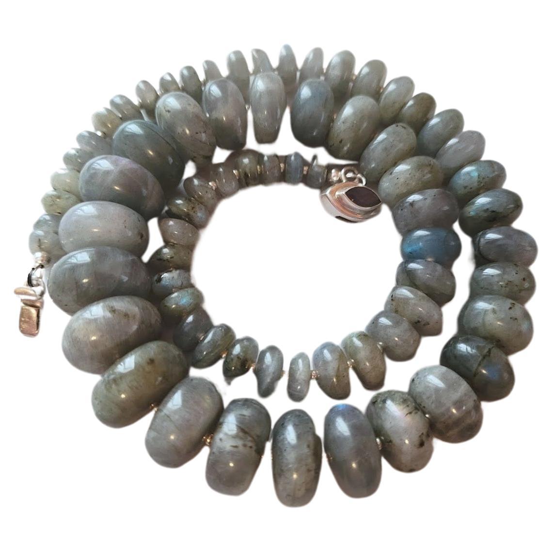 Labradorite Rondelle Beads Necklace For Sale