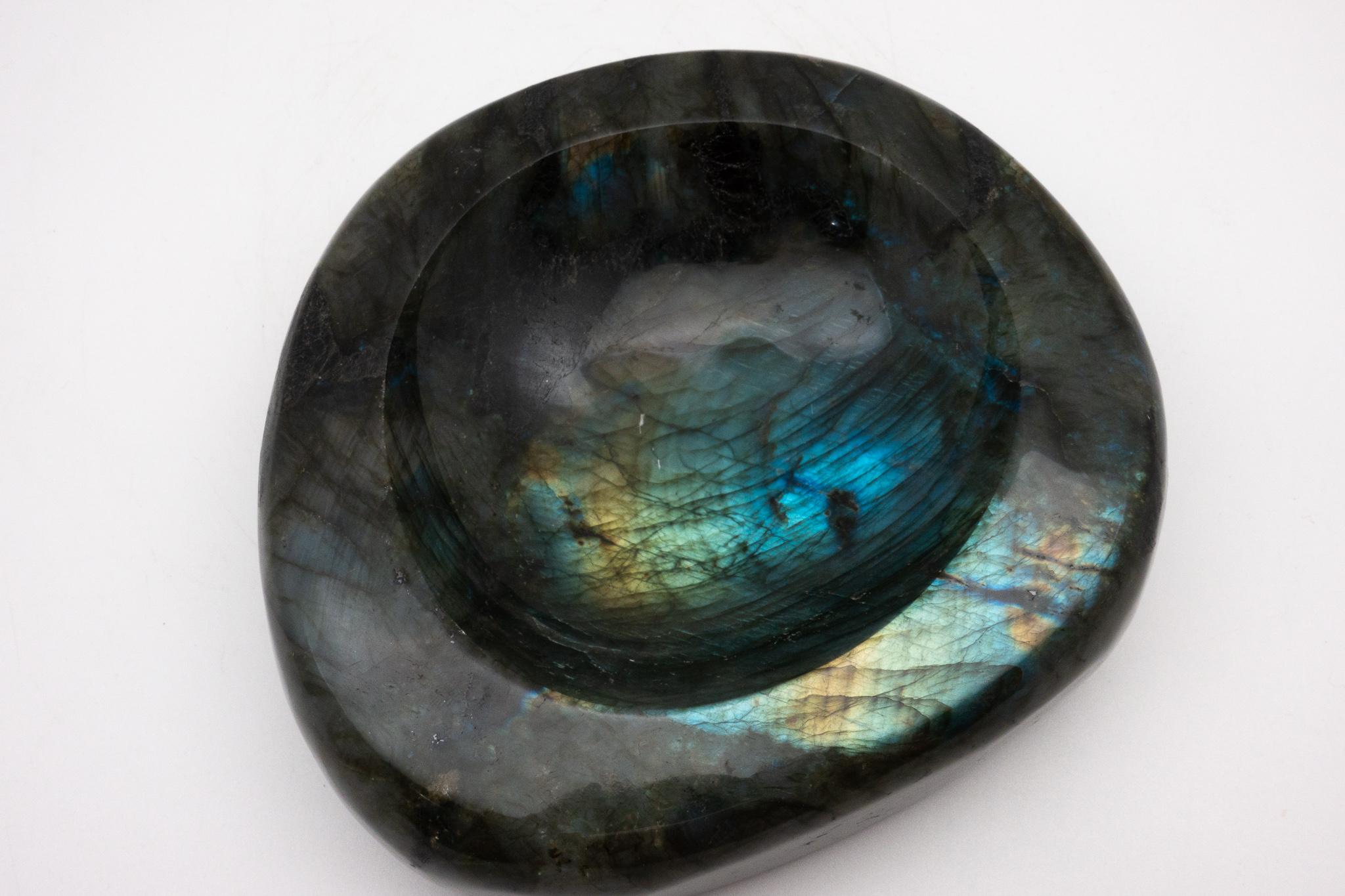 Labradorite Vide Poche Bowl, Rare and Large in Size, Hand-Carved in Madagascar In Good Condition In New York, NY