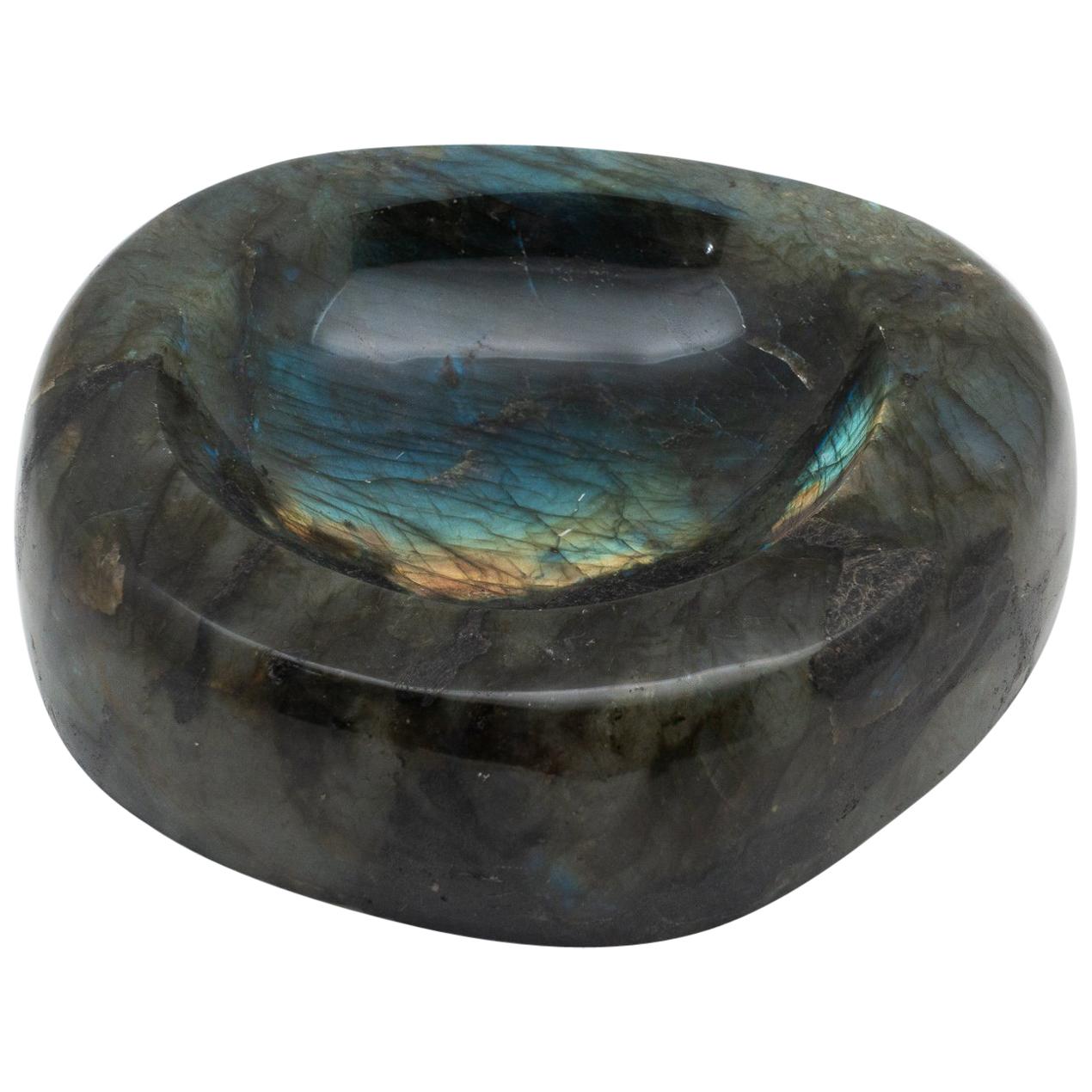 Labradorite Vide Poche Bowl, Rare and Large in Size, Hand-Carved in Madagascar