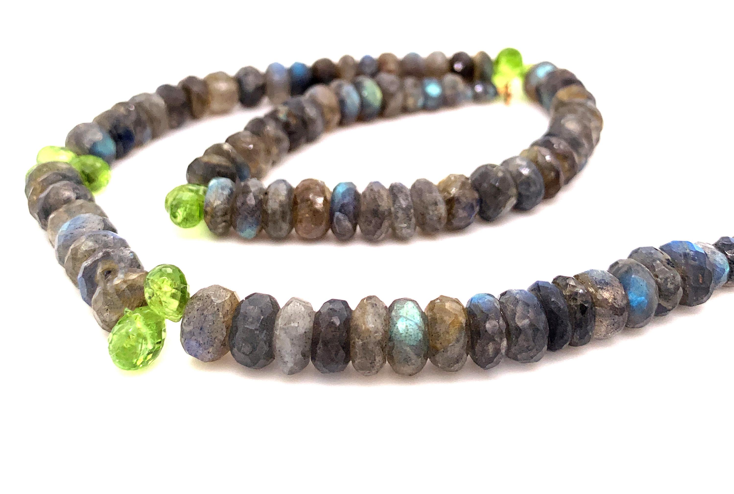 Labradorite with Peridots Necklace For Sale 1