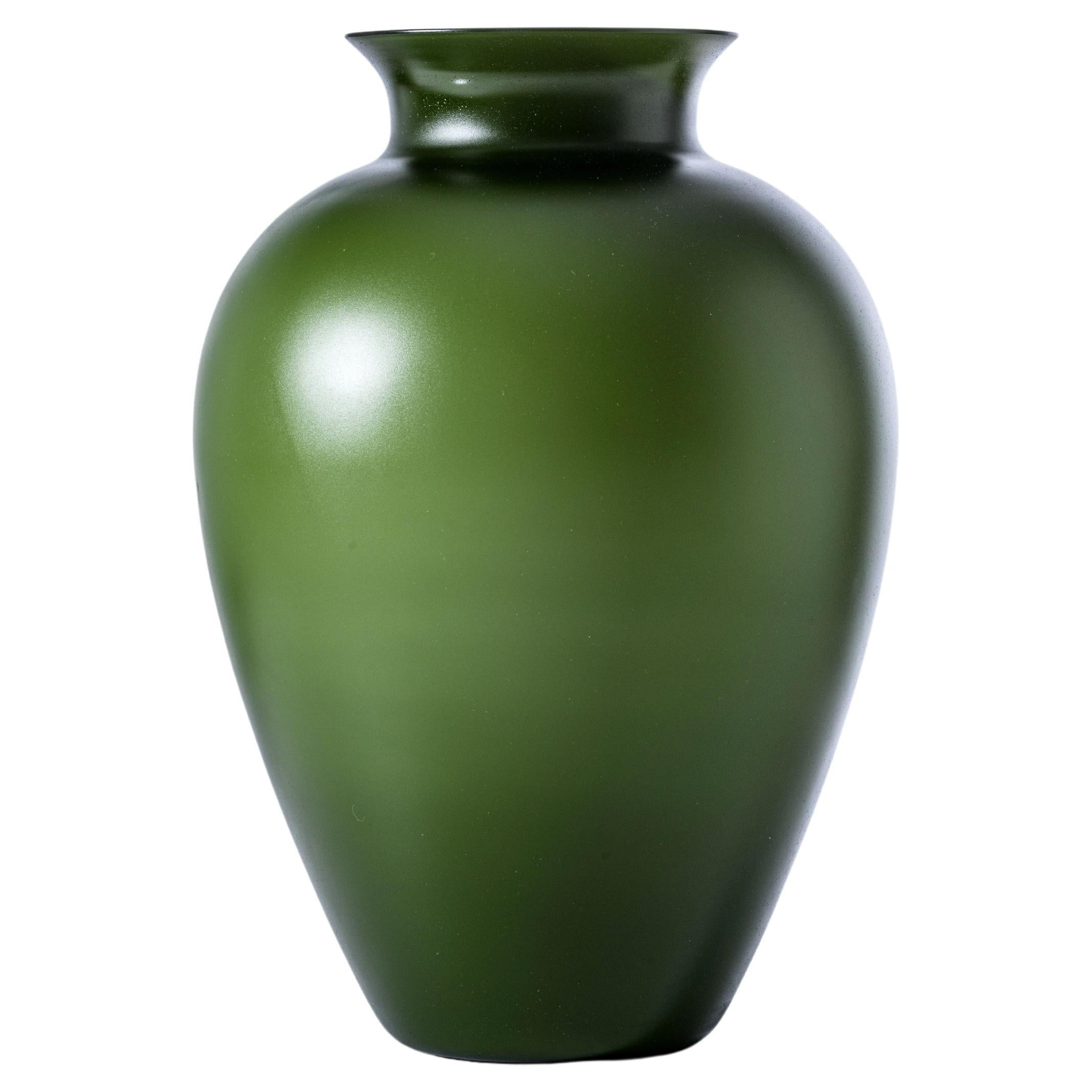 Labuan Sabbiato Vase in Green Apple with Blown Opal Glass by Venini