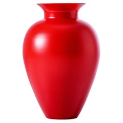 Labuan Sabbiato Vase in Red with Blown Opal Glass by Venini
