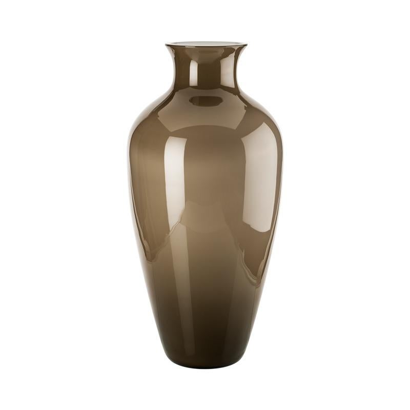 Labuan Vase in Grey with Blown Opal Glass by Venini For Sale