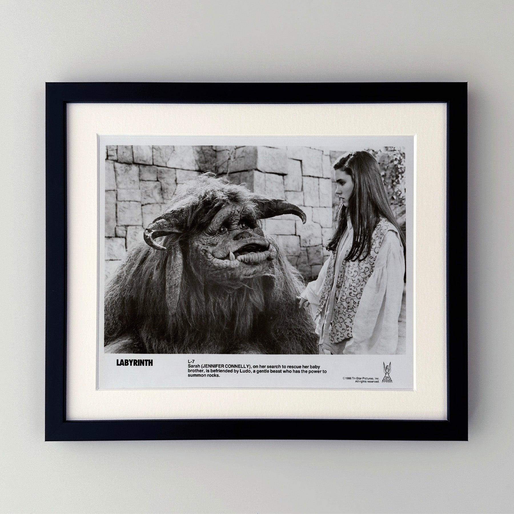 Original 8x10 Zoll Publicity Film Still für Labyrinth (1986) mit David Bowie und Jennifer Connelly in den Hauptrollen und unter der Regie von Jim Henson.

Werbefotos (Film/Produktion) wurden erstellt, um die Studios bei der Werbung für ihre neuen