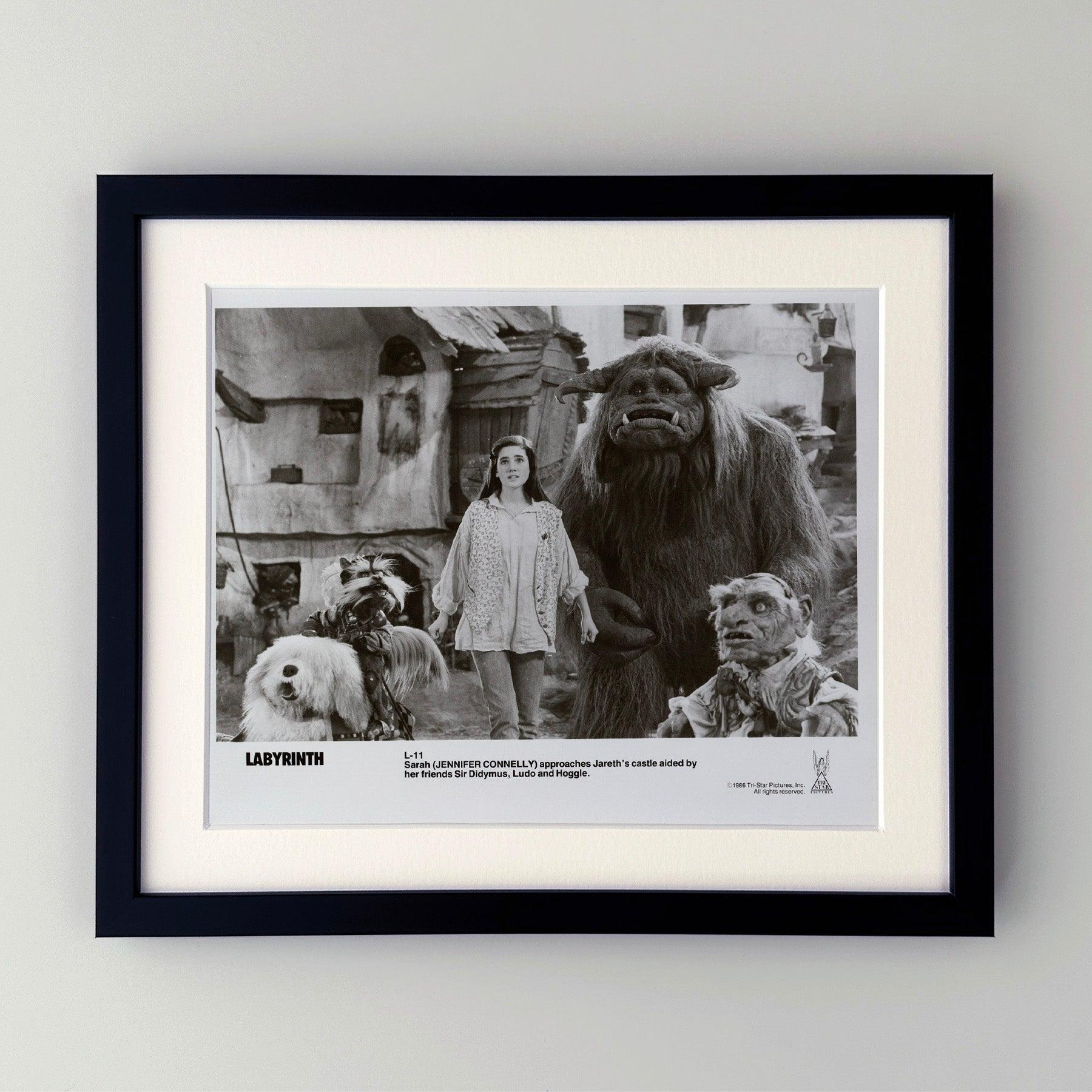 Original 8x10 Zoll Publicity Film Still für Labyrinth (1986) mit David Bowie und Jennifer Connelly in den Hauptrollen und unter der Regie von Jim Henson.

Werbefotos (Film/Produktion) wurden erstellt, um die Studios bei der Werbung für ihre neuen