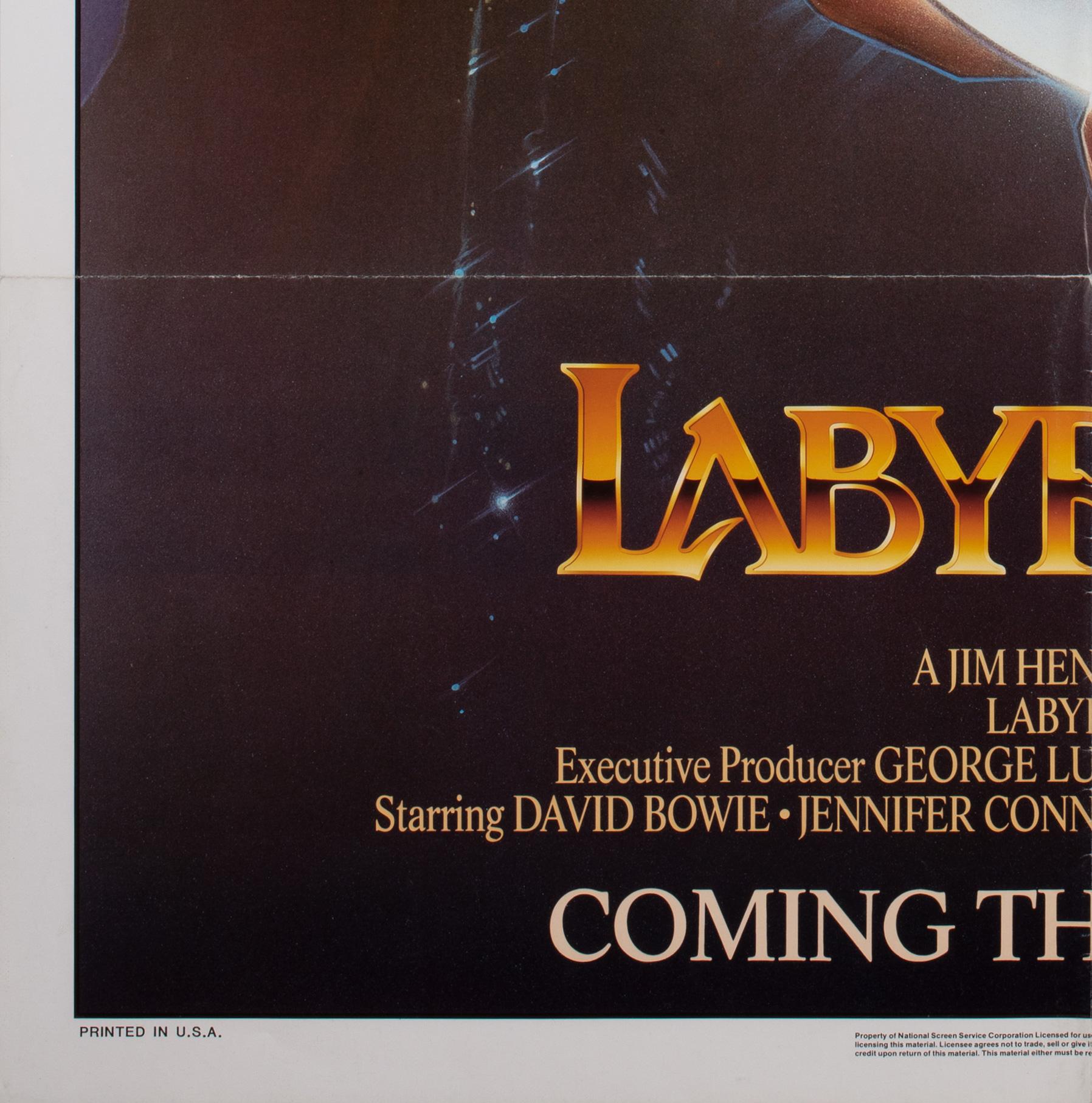 Labyrinth 1986 Us 1 Sheet Film Movie Poster Advance, Chorney, David Bowie In Good Condition In Bath, Somerset