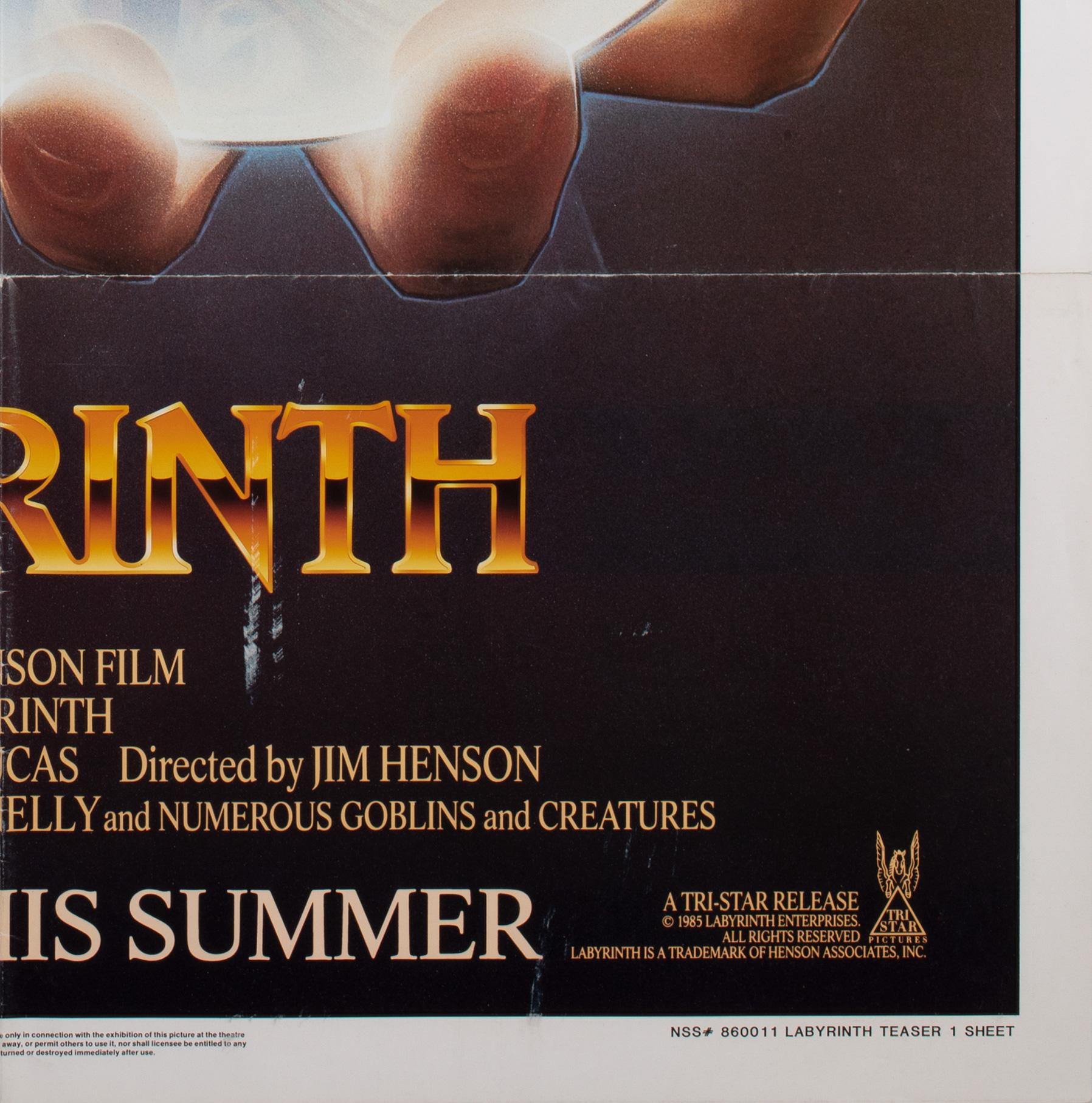 20th Century Labyrinth 1986 Us 1 Sheet Film Movie Poster Advance, Chorney, David Bowie