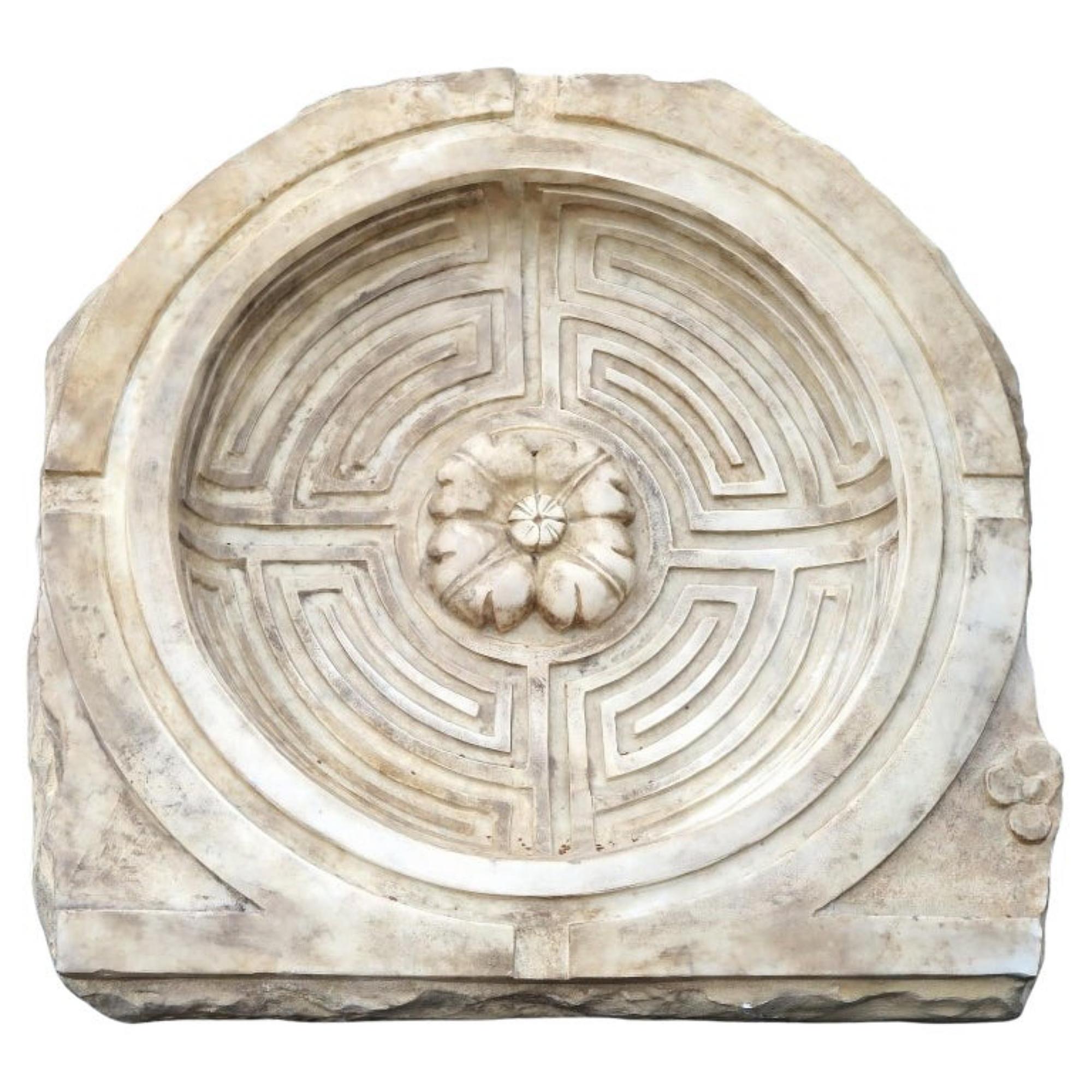 Hand-Crafted Labyrinth Di Side 'Anatolia' White Carrara Marble, Late 19th Century For Sale