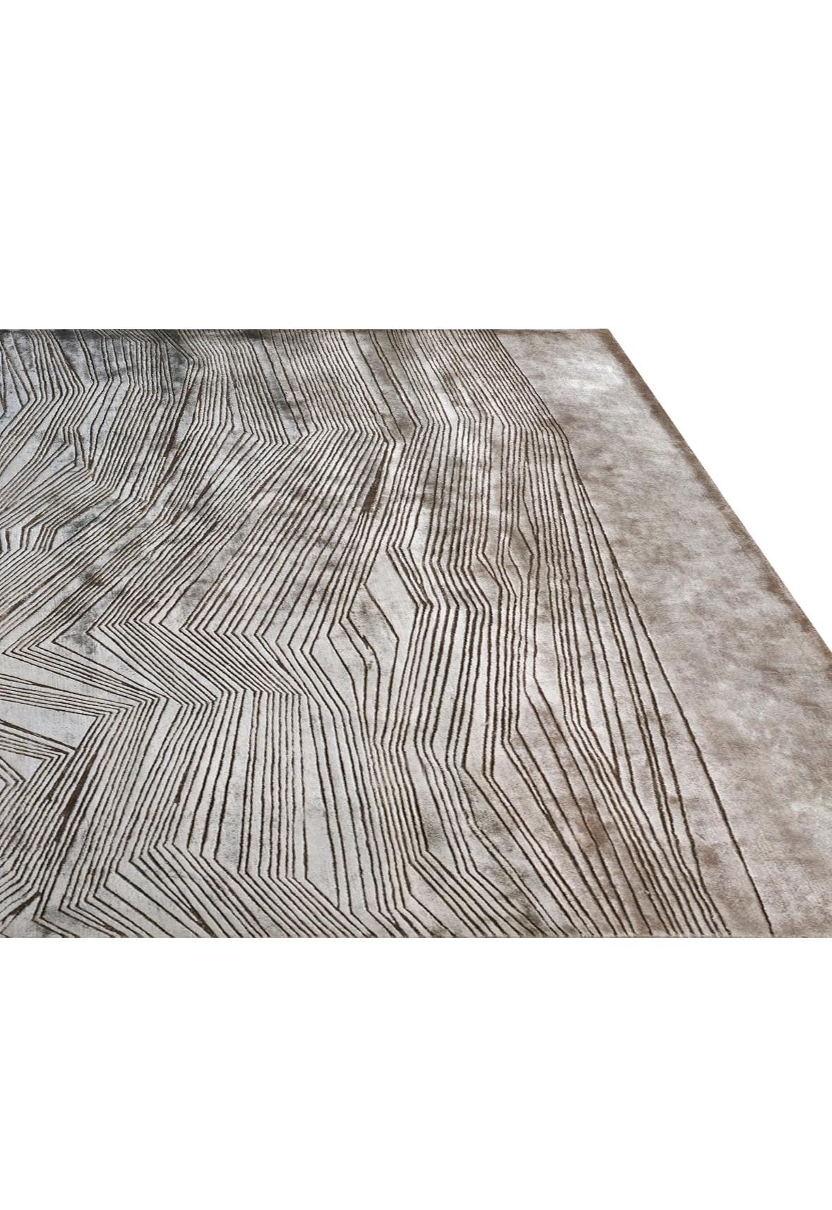 Alfombra moderna de seda anudada a mano Labyrinth en colores turquesa y verde por Hands Anudado a mano en venta