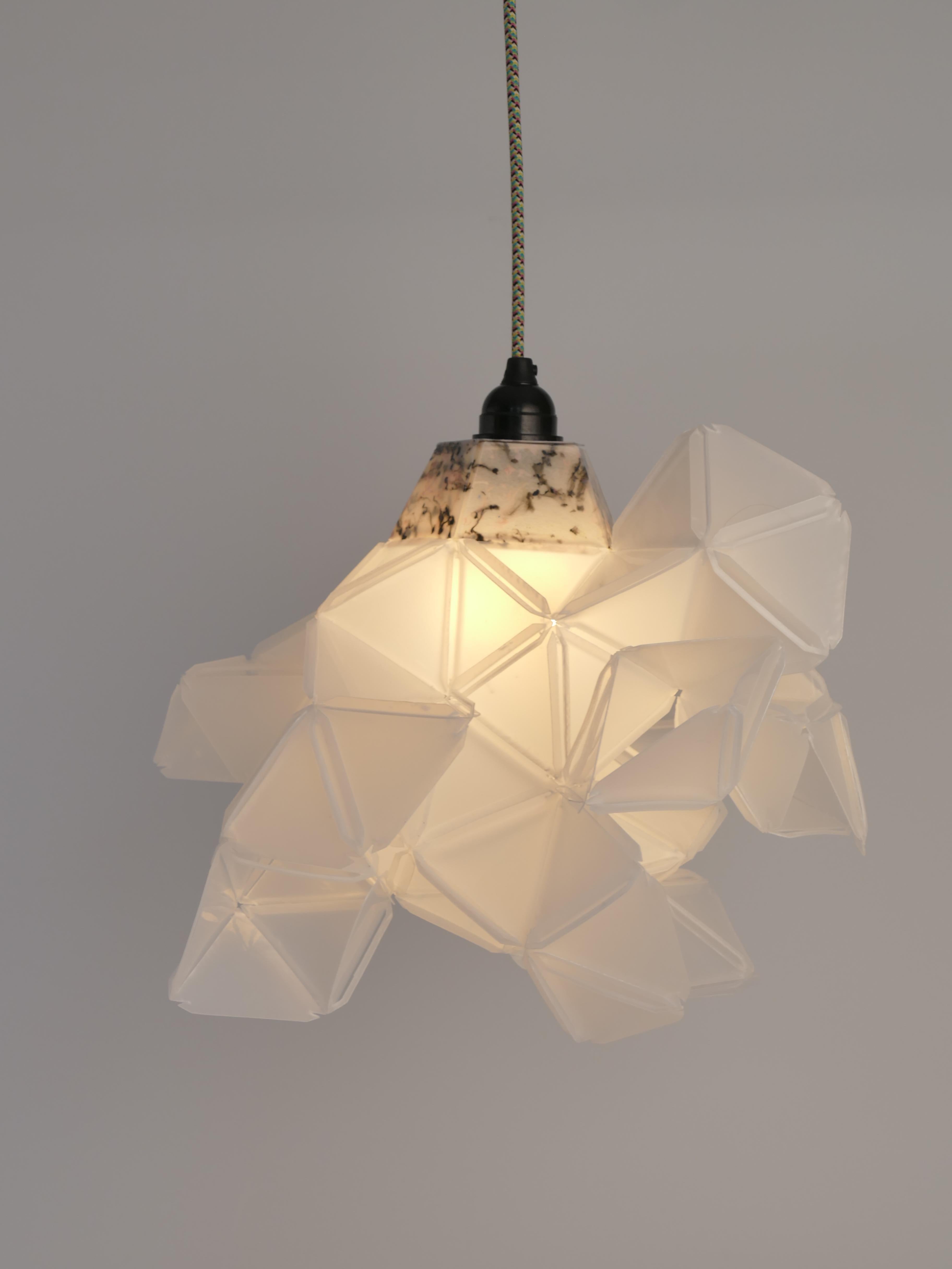 Plastic Labyrinth, Hazy, Artisan Light Sculpture with Protruding Fixture, By Republiken For Sale