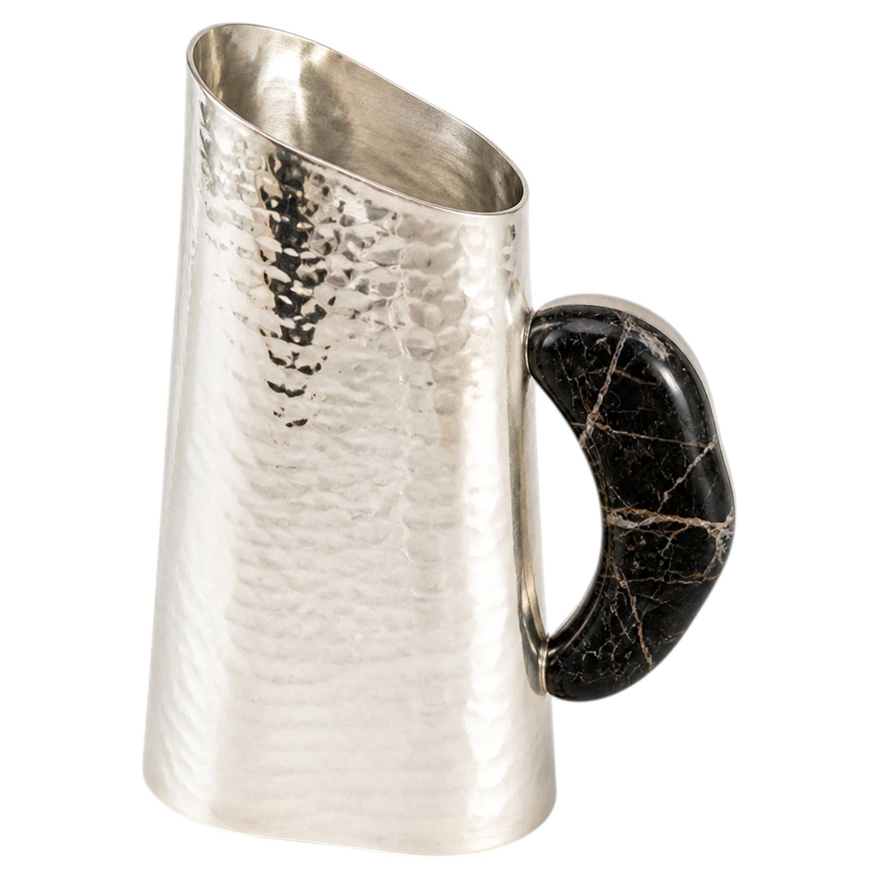 Lacar Silver Alpaca & Black Onyx Stone Pitcher For Sale