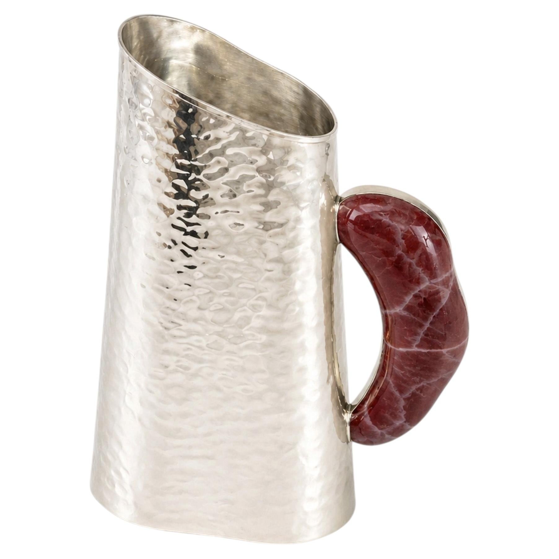 Lacar-Krug aus Silber-Alpaka und Bordeaux-Onyx im Angebot