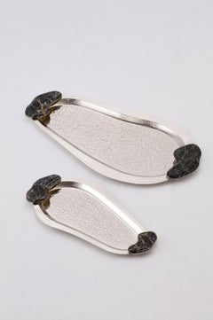 Lacar Small Silver Alpaca & Black Onyx Stone Tray