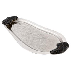 Lacar Small Silver Alpaca & Black Onyx Stone Tray