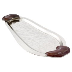 Lacar Small Silver Alpaca & Bordeaux Onyx Stone Tray