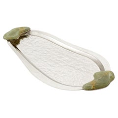 Lacar Small Silver Alpaca & Green Onyx Stone Tray