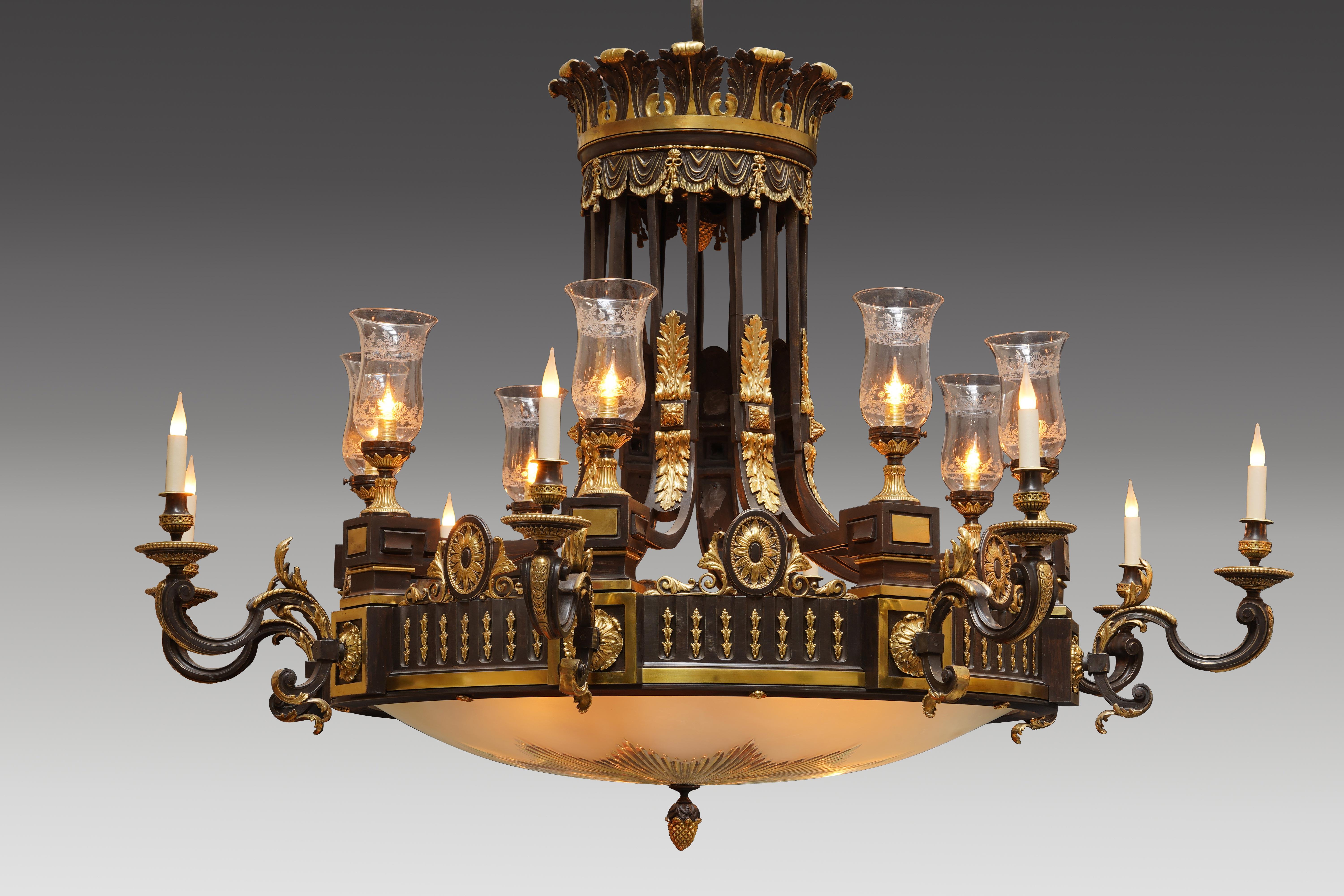 Lacarrière et Cie, Pareja de candelabros, Francia, Circa 1900 Dorado en venta