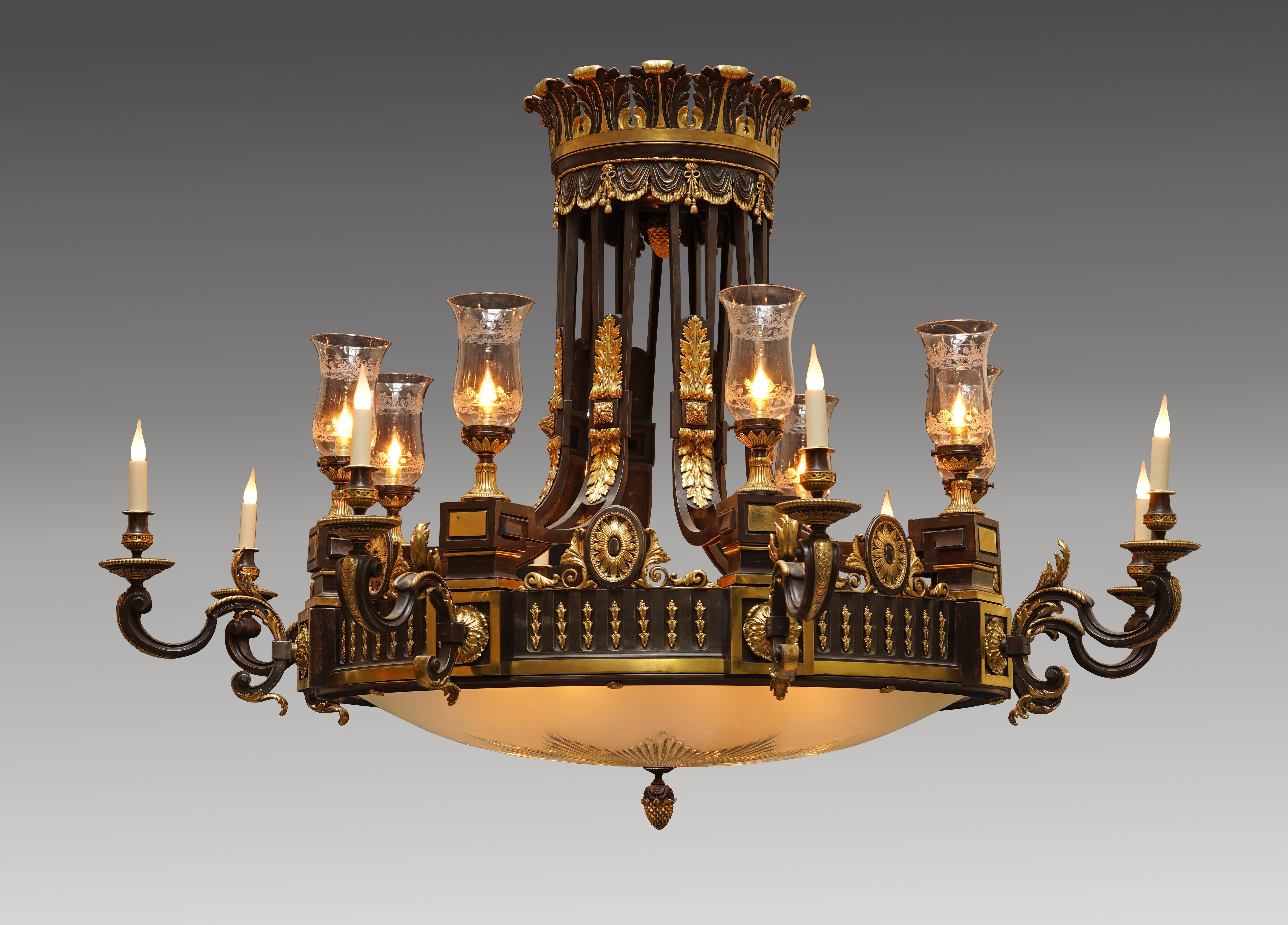 Lacarrière et Cie, Pareja de candelabros, Francia, Circa 1900 en Bueno estado para la venta en PARIS, FR