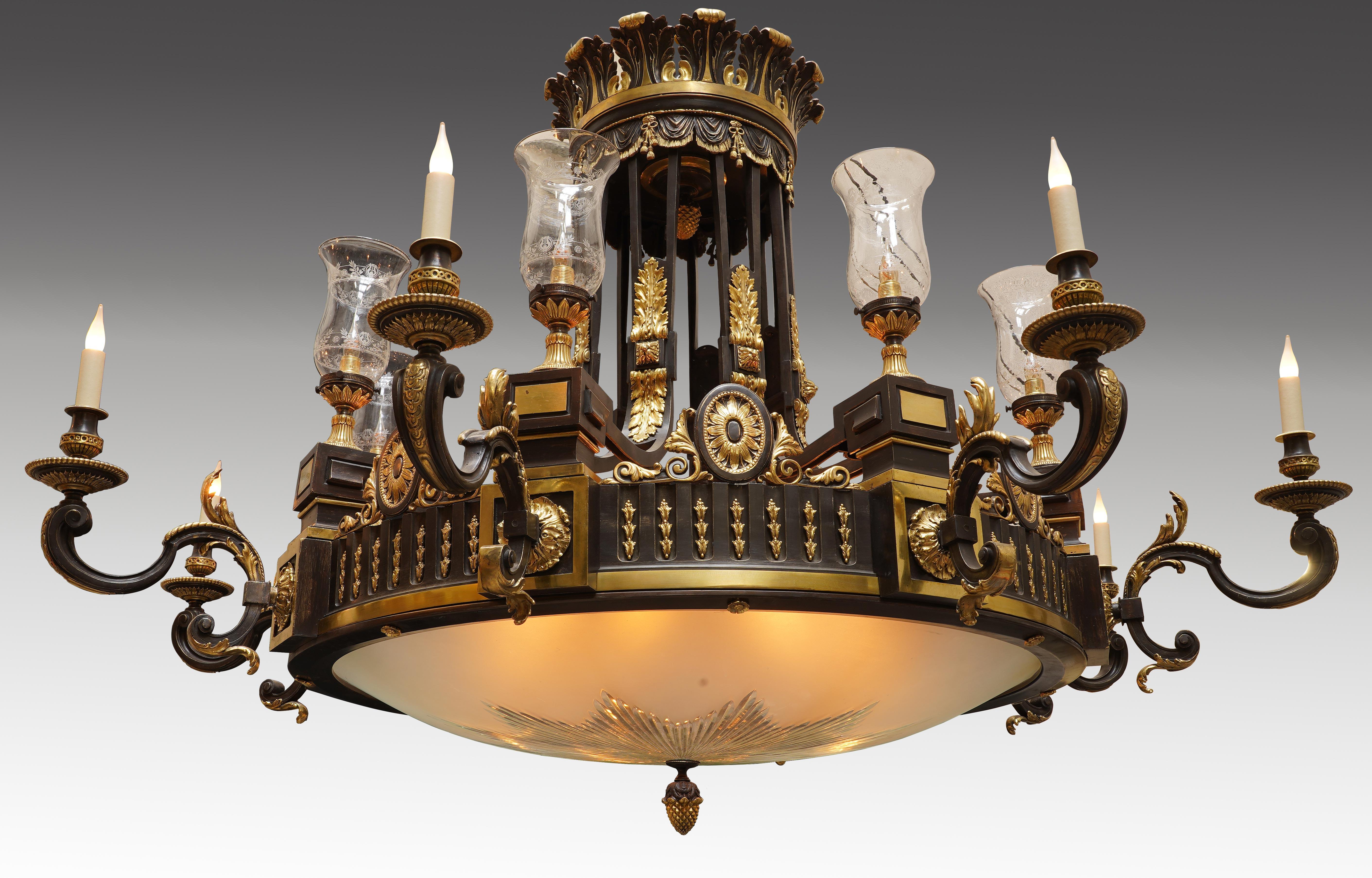 Lacarrière et Cie, Pareja de candelabros, Francia, Circa 1900 Bronce en venta