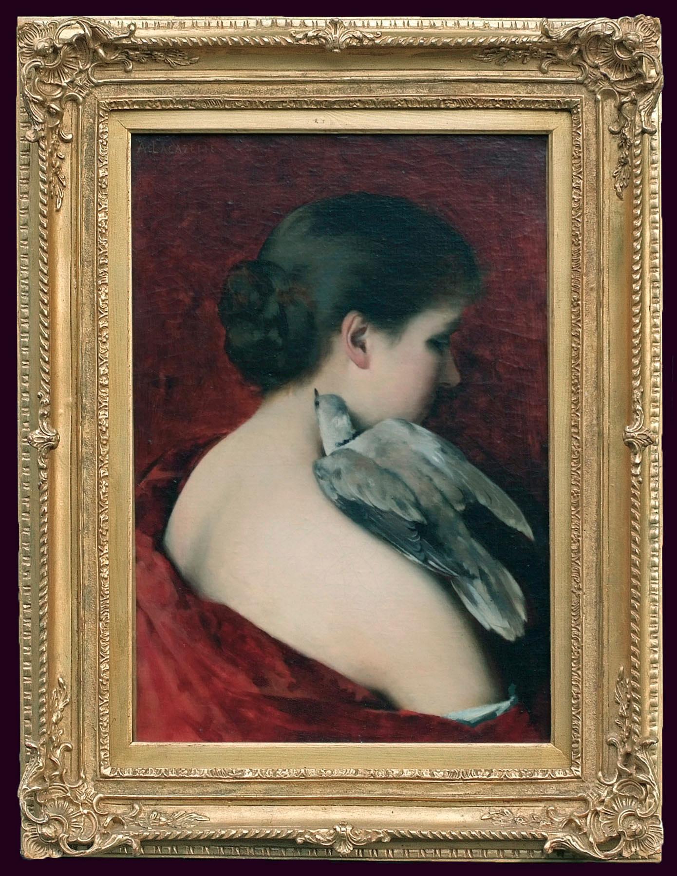 Porträt eines jungen Mädchens mit einer Taube