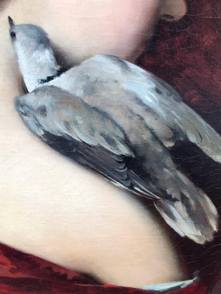 Portrait of a Young Girl with a Dove For Sale 2