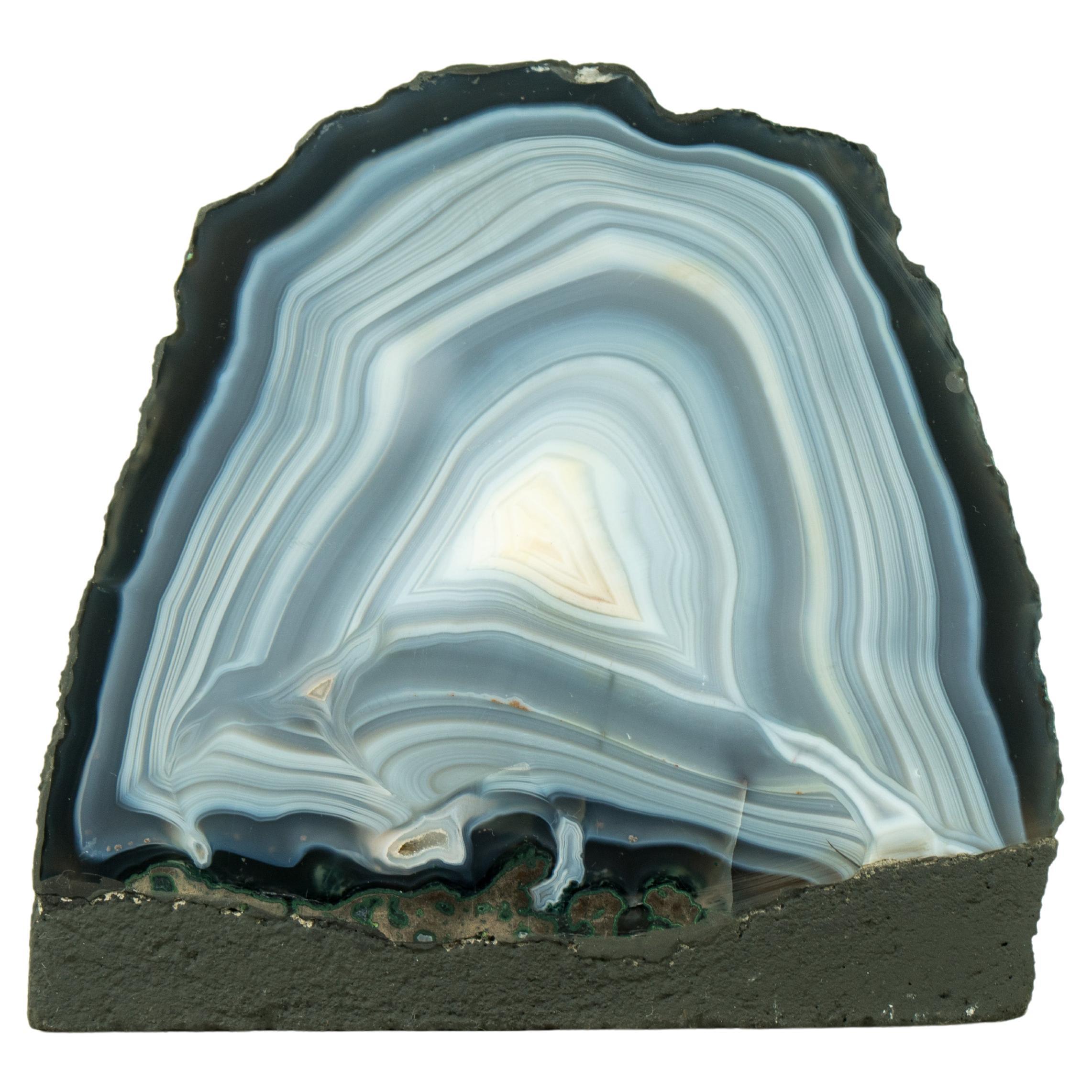 Geode autoportant en dentelle et agate bleue naturelle - Geode