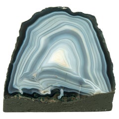 Geode autoportant en dentelle et agate bleue naturelle - Geode