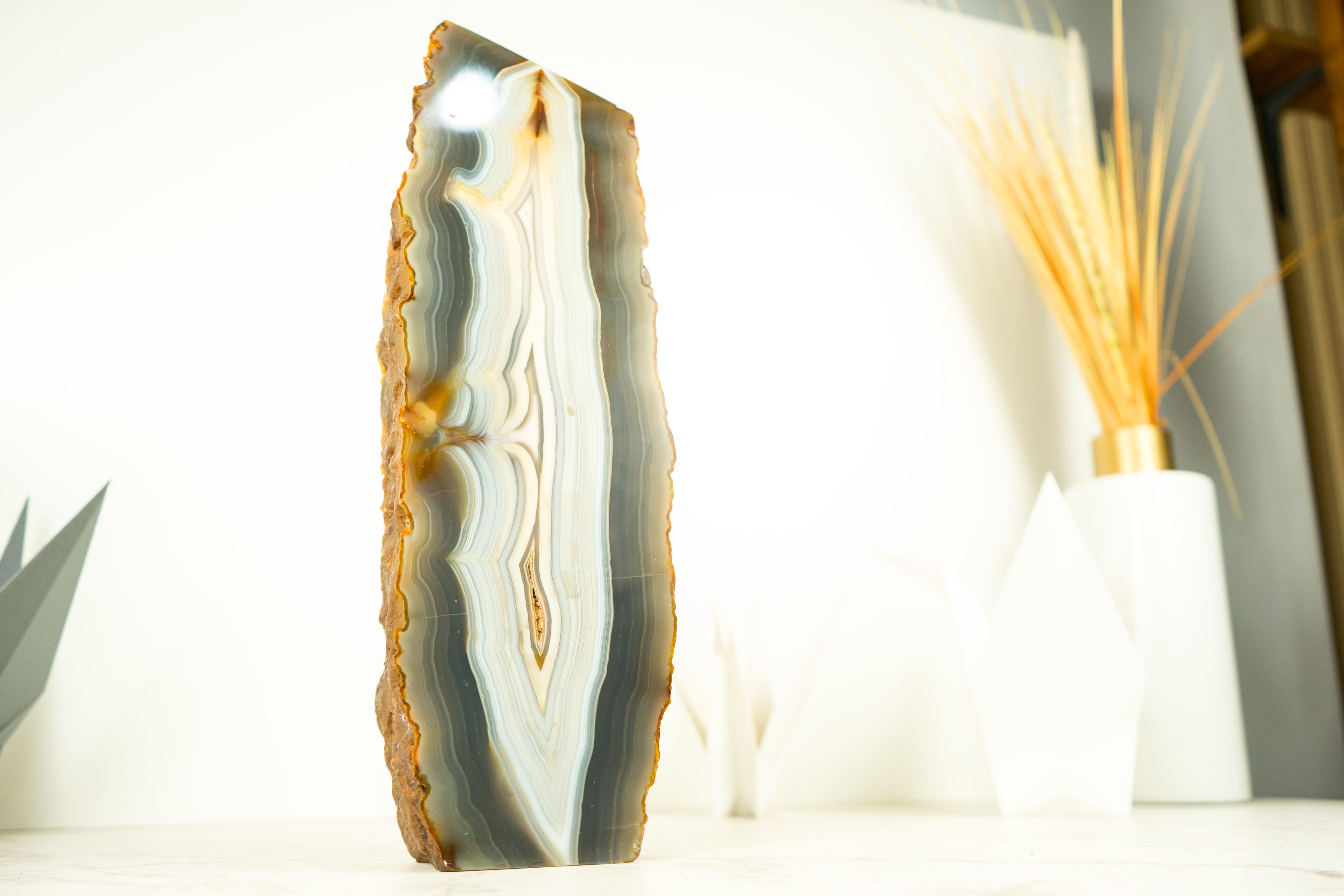 Lace Agate Geode with Natural Fluid Laces as if it was Sculpted by Nature For Sale 9