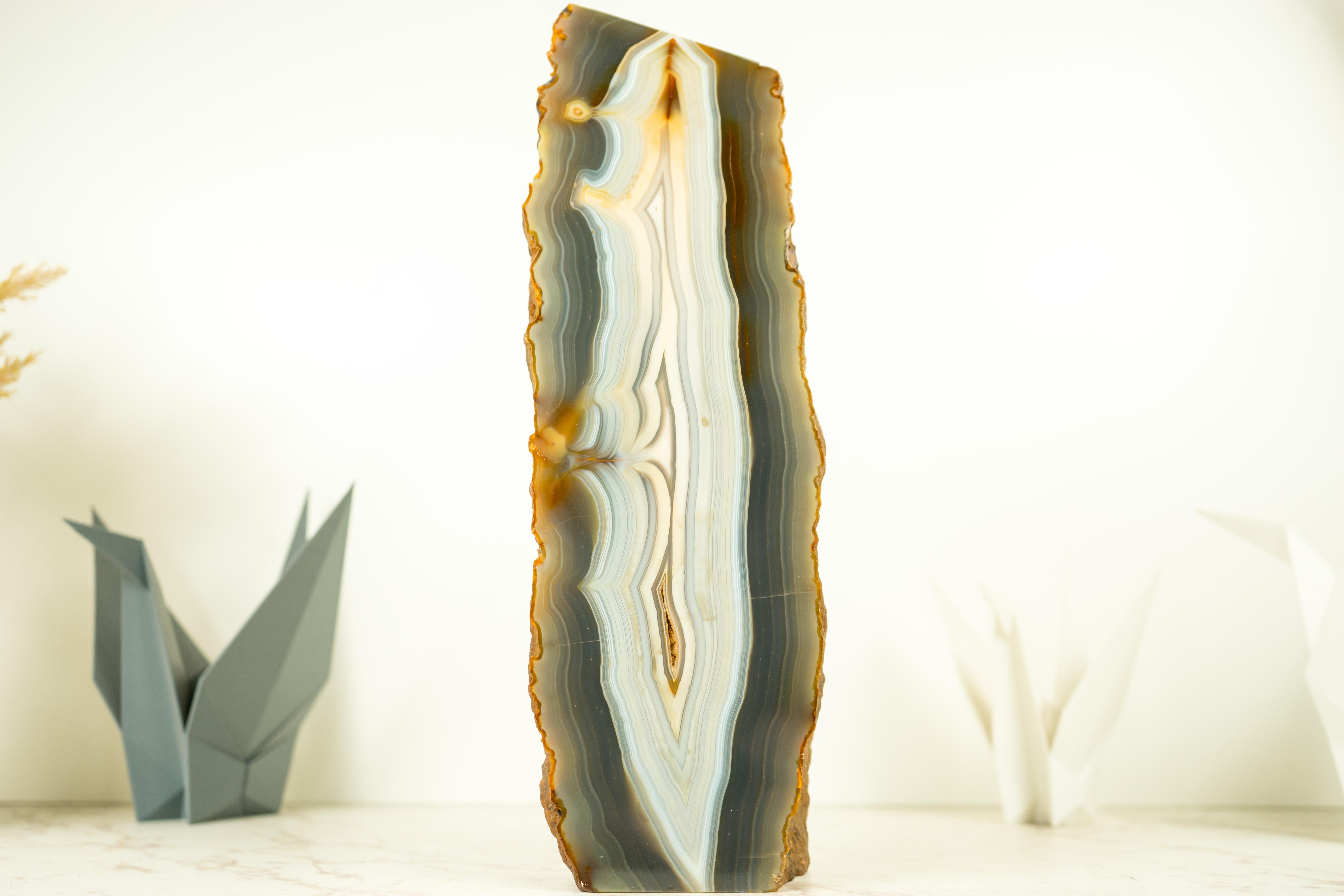 Lace Agate Geode with Natural Fluid Laces as if it was Sculpted by Nature For Sale 4