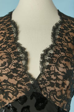 Lace and lurex dévoré evening dress with drag Ronit Zilkha