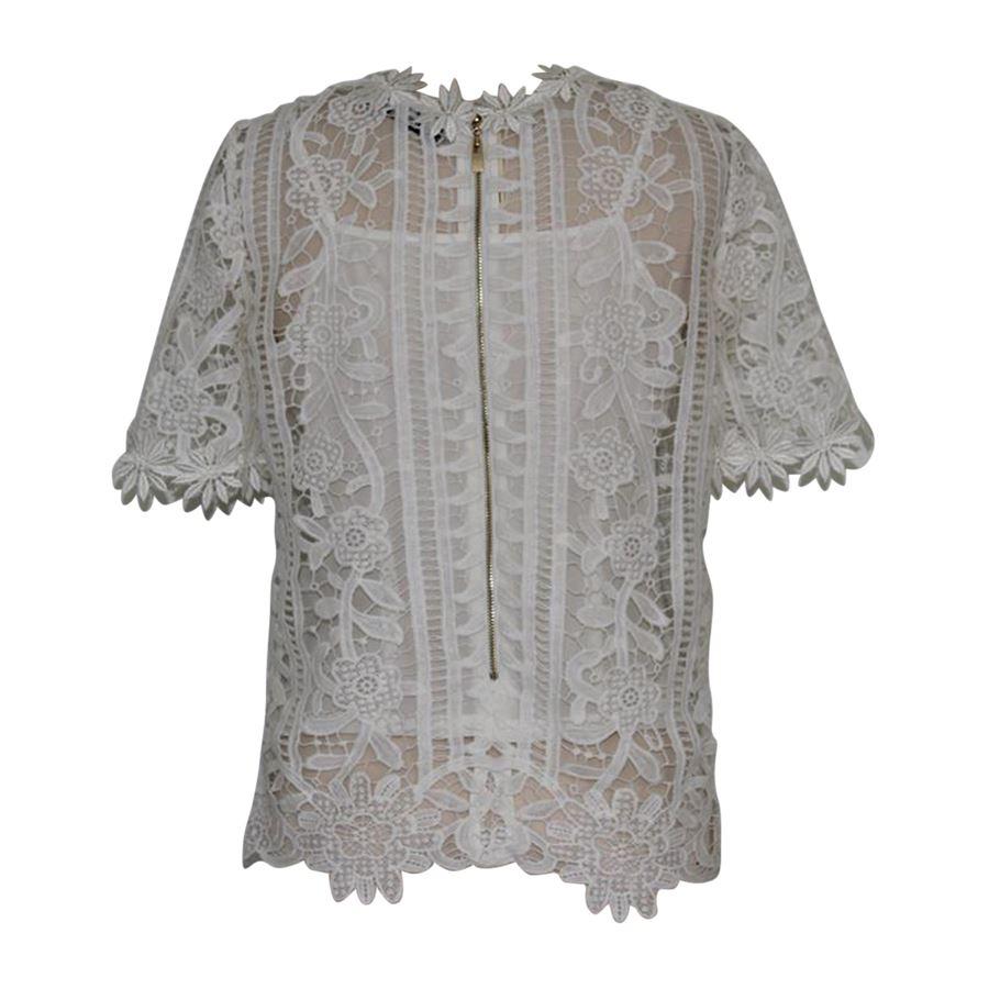 Polyester White color Lace Short sleeves Total length shoulder/hem cm 58 (22.83 inches)
