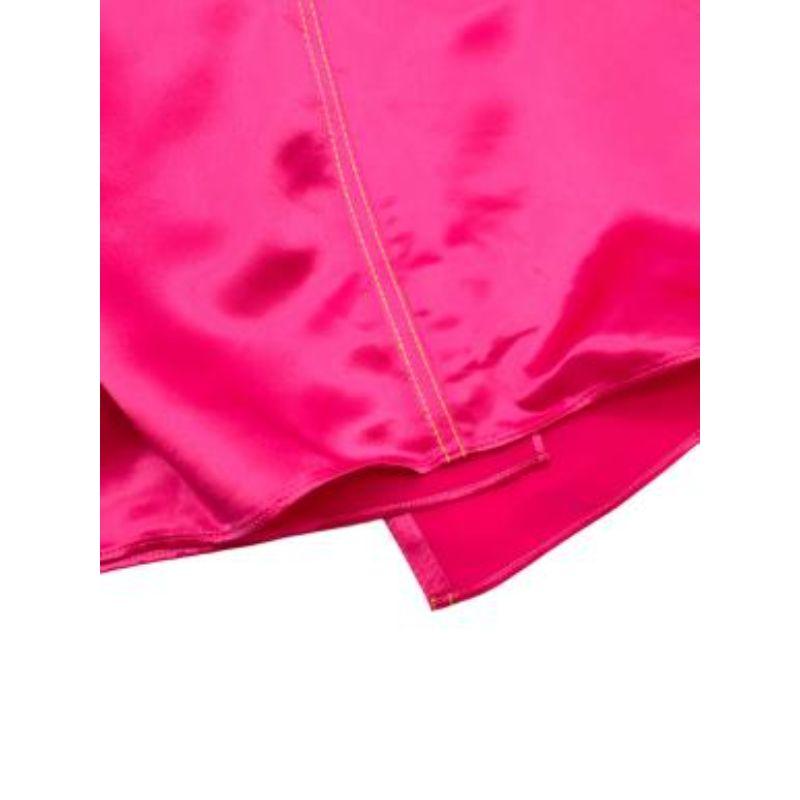 Lace & Buckle Detail Pink & Orange Satin Midi dress For Sale 2