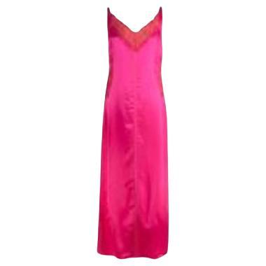 Lace & Buckle Detail Pink & Orange Satin Midi dress For Sale