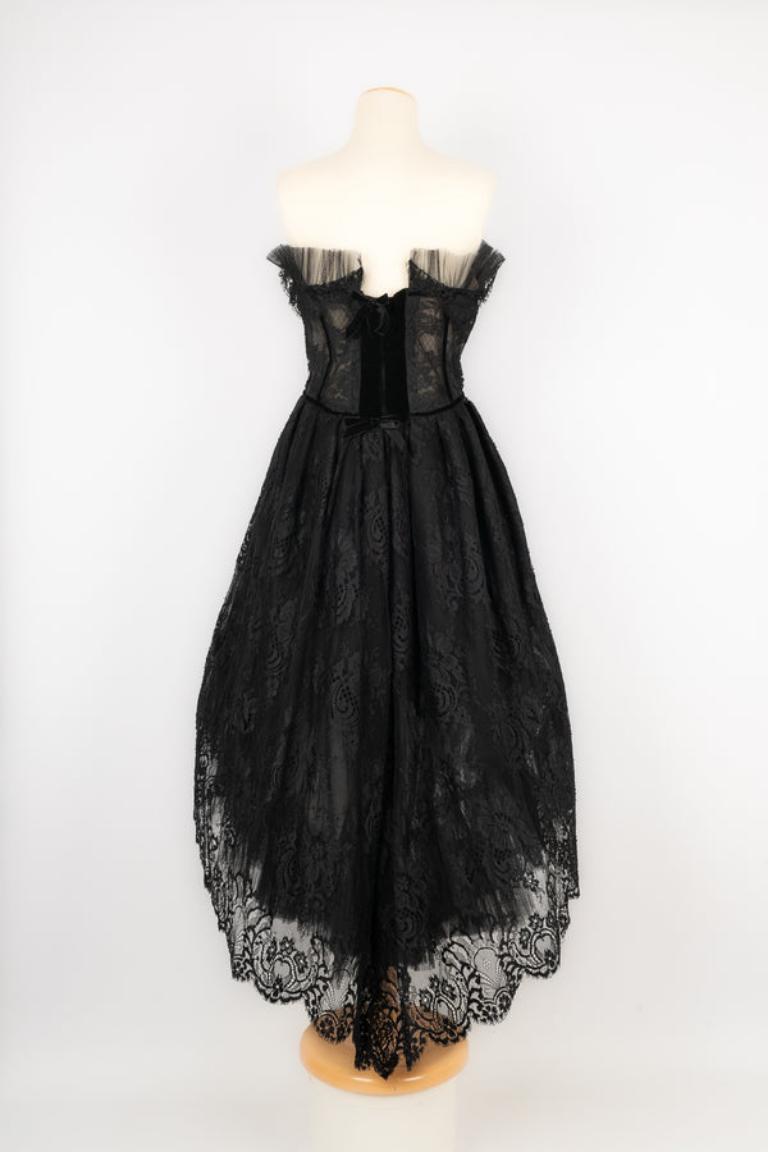 Black Lace Bustier Dress, 1990s For Sale