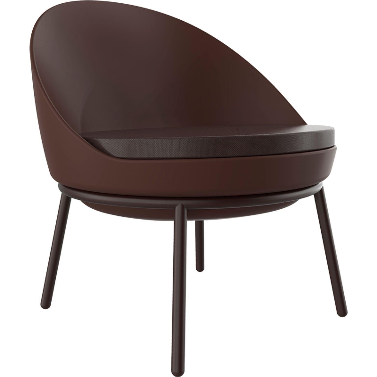 Lace chocolate lounge chair with cushion by MOWEE
Dimensions: D70 x W66 x H75.5 cm
Material: Polyethylene, Stainless Steel
Weight: 10.5 kg
Also Available in different colours and finishes. 

Lace is a collection of furniture made by