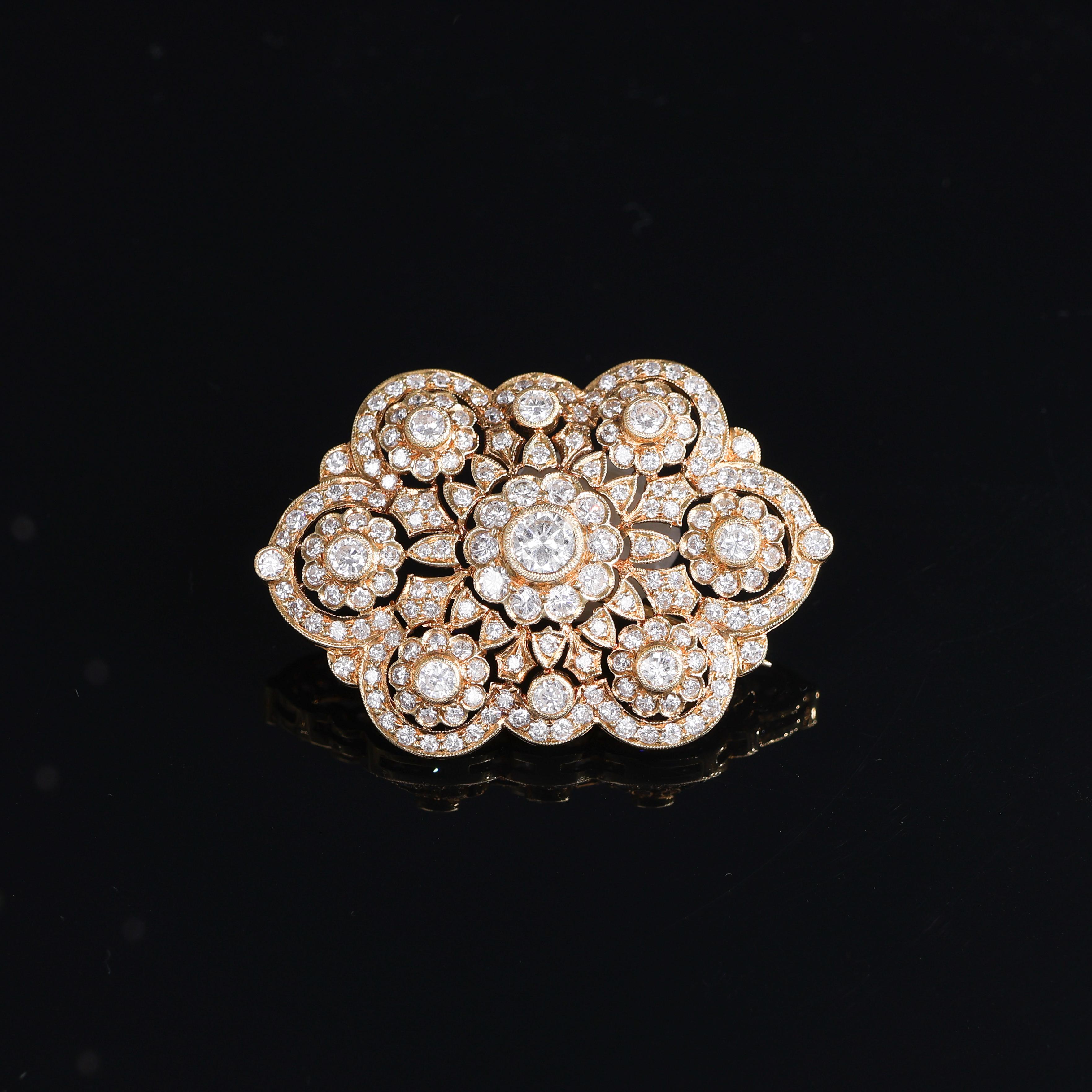 IMPORTANT NOTE:
✔ No additional costs will be added to this order.
✔ Shipping and customs duties are fully covered by us.
--------------------
An exquisite brooch from the Lace Collection, this piece is crafted in 18kt yellow gold and adorned with