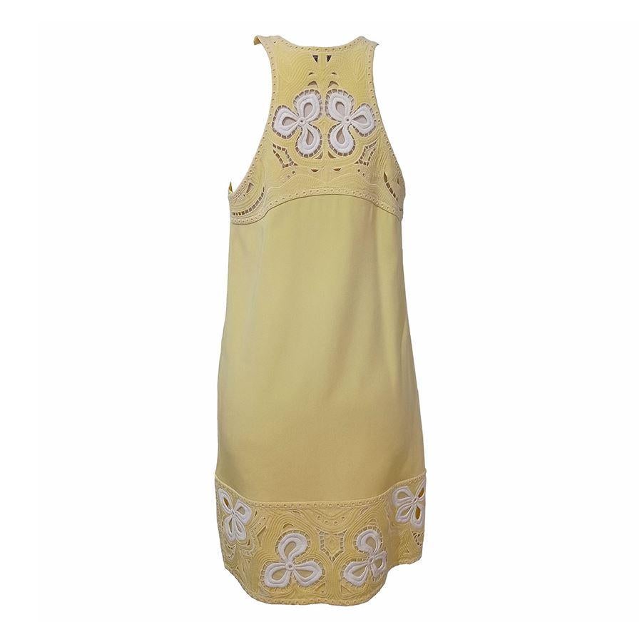 Silk (62%) and cotton Yellow color Silk lining Macramé lace elements and inserts Maximum length cm 94 (37 inches)
