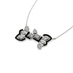Lace Gold Necklace with Diamonds and Black Enamel
