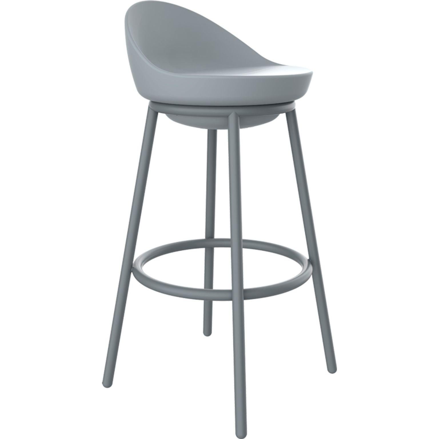 Lace grey stool by MOWEE.
Dimensions: D43 x H91 cm.
Material: polyethylene, stainless steel.
Weight: 6.7 kg
Also available in different colours and finishes. 

Lace is a collection of furniture made by rotomoulding. Its shape resembles a
