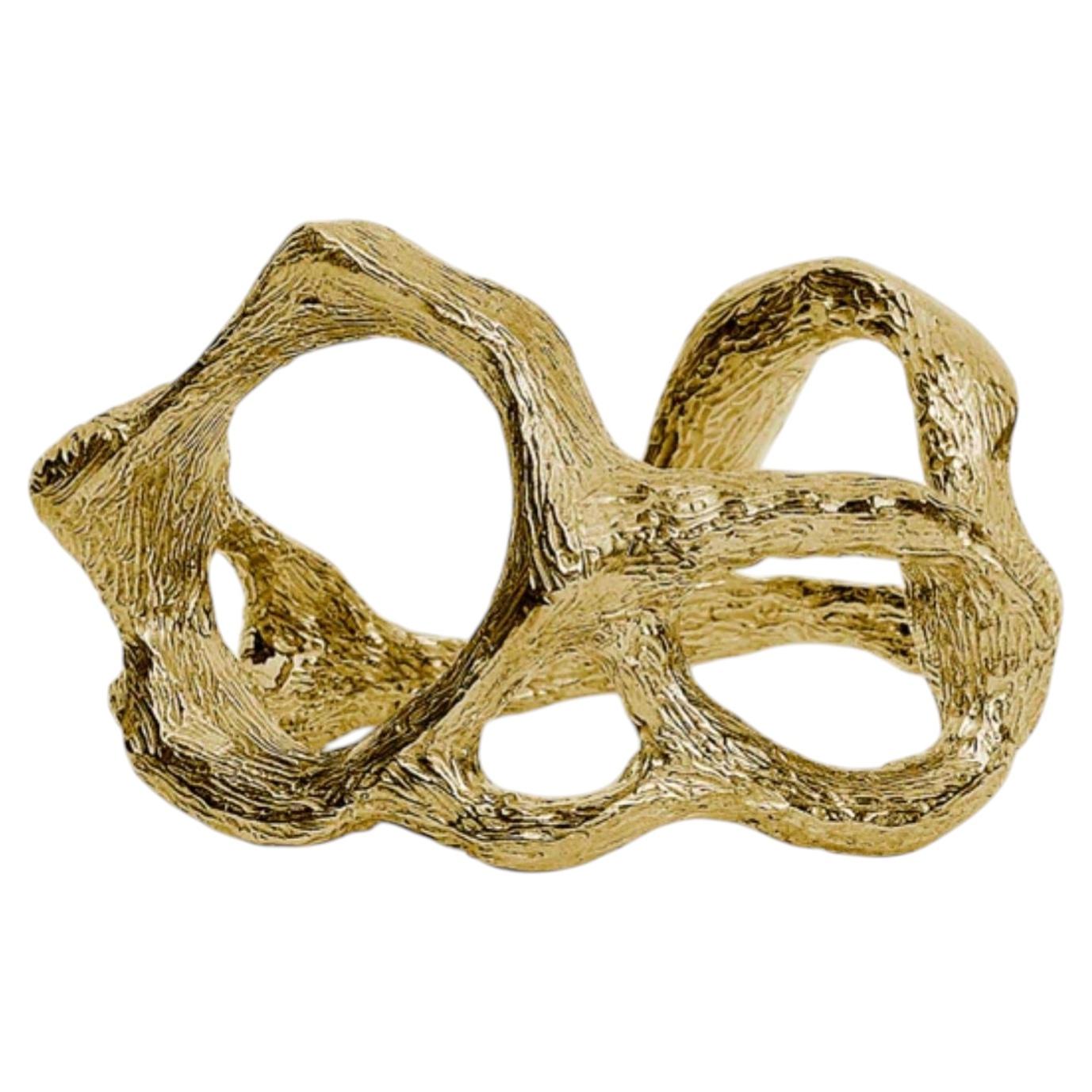 Lace Organic Textured Brass Napkin Ring with Gold Finish For Sale