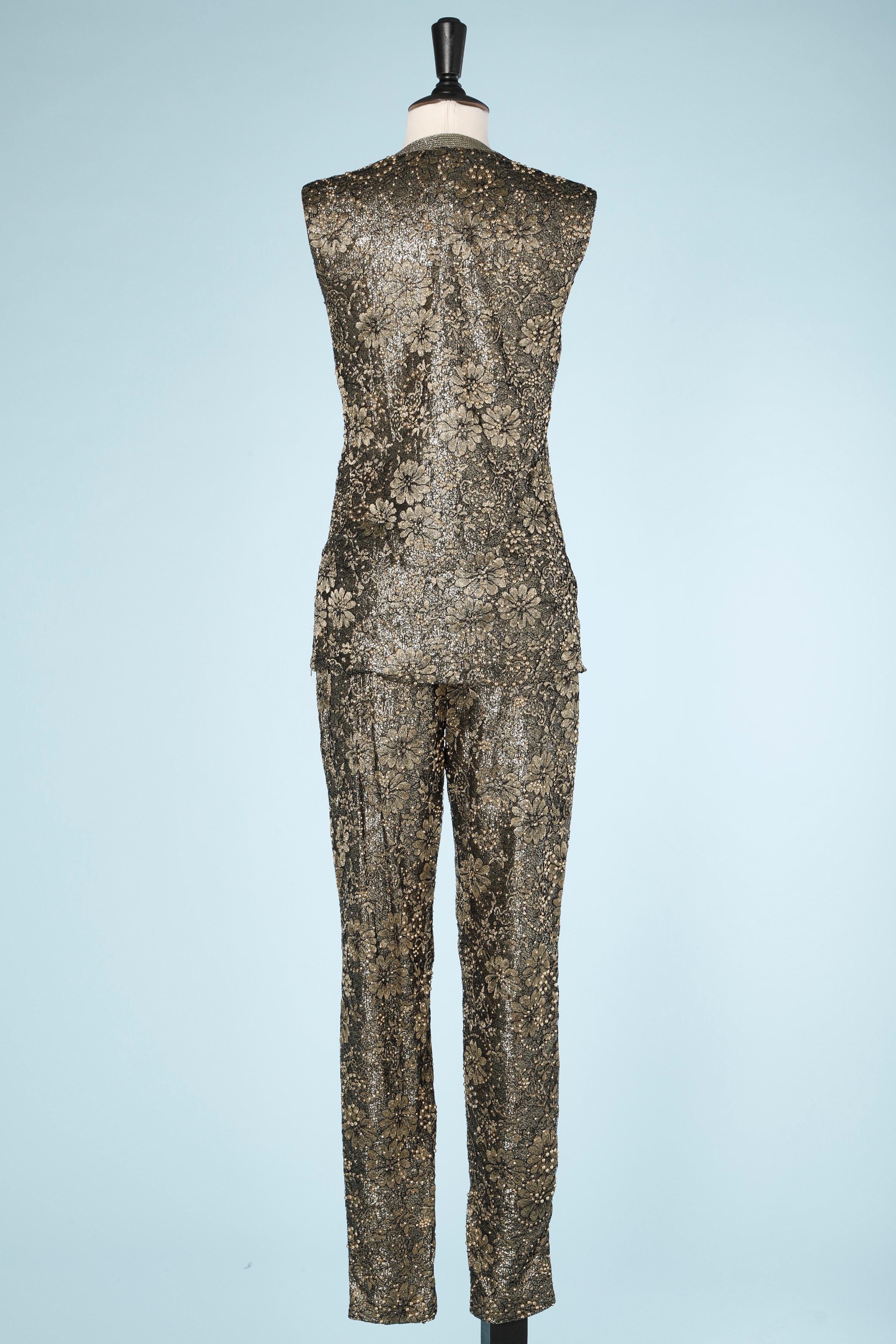 Lace overlay pants and blouse set Gianni Versace In Excellent Condition For Sale In Saint-Ouen-Sur-Seine, FR