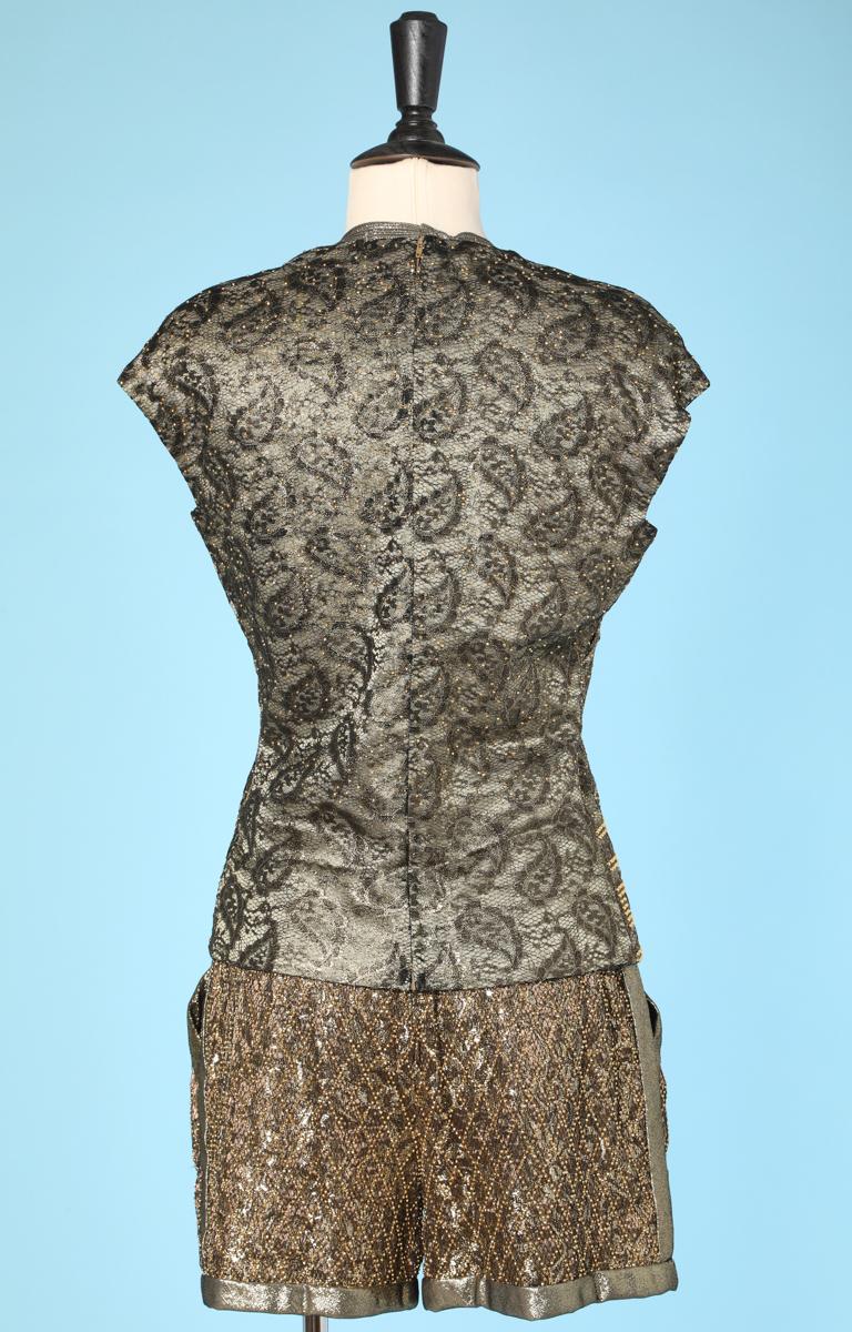 Shorts und Bluse mit Spitzeneinsatz von Gianni Versace Couture Damen im Angebot