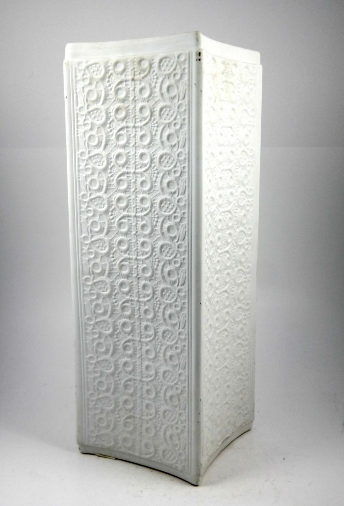 Late 20th Century Lace Patterned Unglazed Porcelain Floor Vase-Schumann Arzberg, Germany For Sale