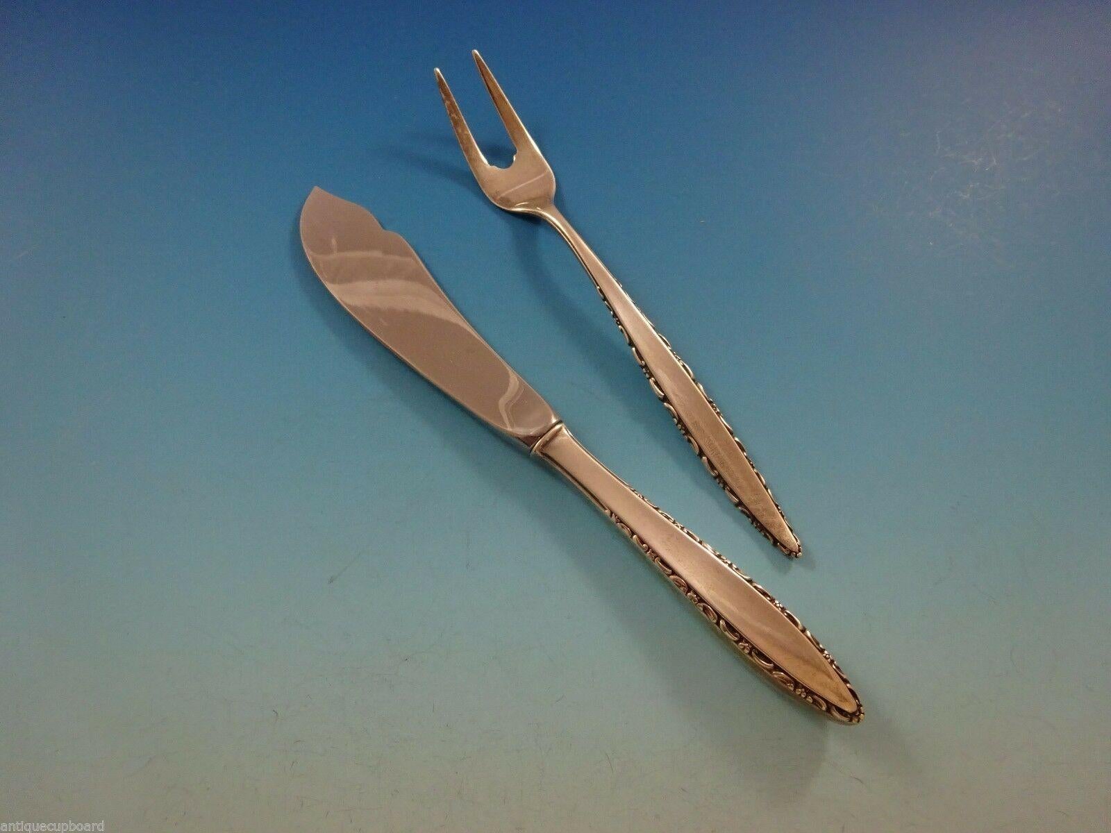 Juego de Cubiertos de Plata de Ley Lace Point by Lunt para 8 Servicio 37 Piezas en venta 2