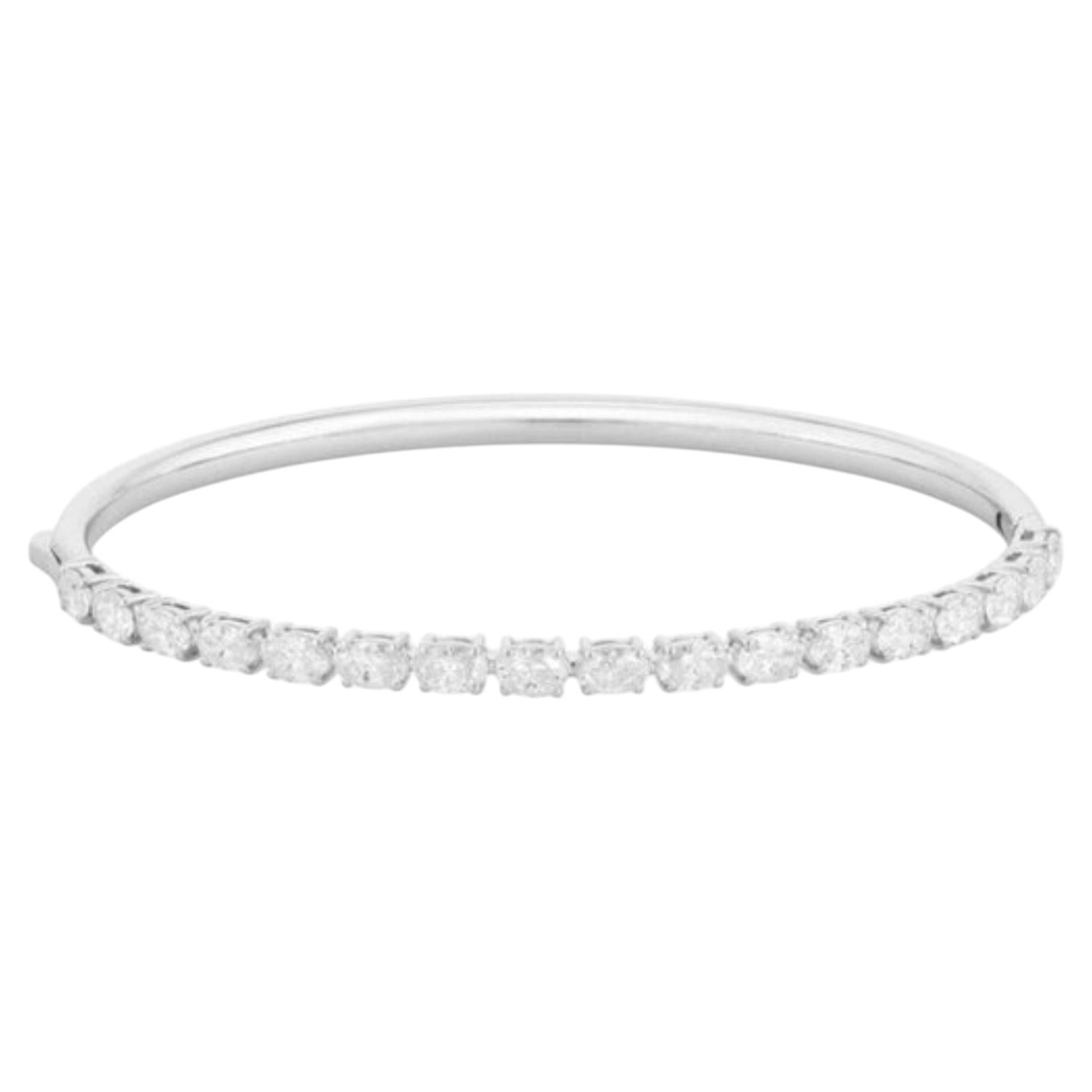Lace Quixotic 18K White Gold Diamond Bangle Bracelet For Sale